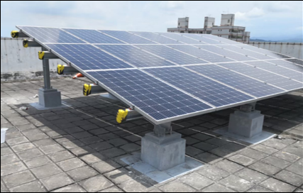 太陽能支撐架及基礎座 材質：熱浸鍍鋅、鍍鋁鎂鋅鋼材或鋁合金。
